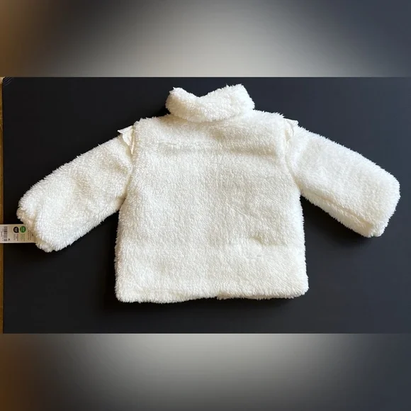OshKosh B'gosh White Fleece Sherpa Baby Jacket NWT 12M - Picture 5 of 7